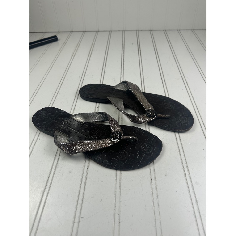 Tory Burch Vintage Y2K Metallic Logo Flip Flop Sandals Women's Size 8-8.5 - Picture 5 of 8